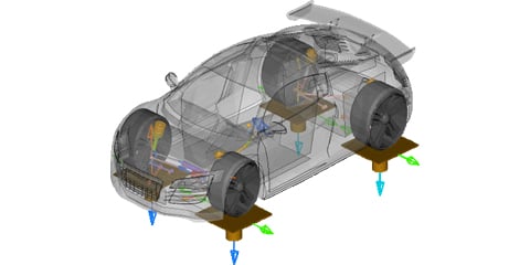 A car model with dual axis load analysis