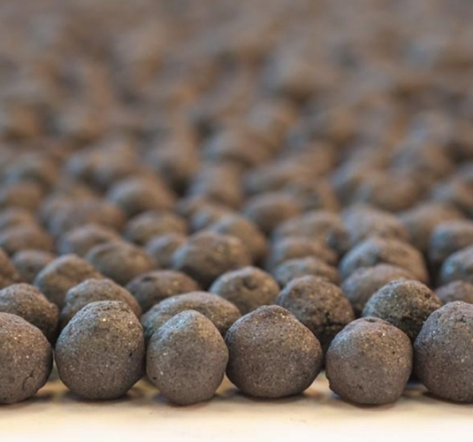 Close-up photo of the DRI pellets produced at ArcelorMittal's Port-Cartier plant.