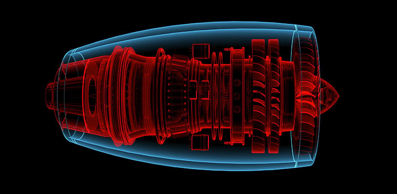 A x-ray of the jet engine