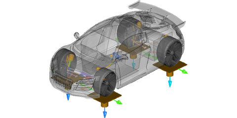 A car model with dual axis load analysis