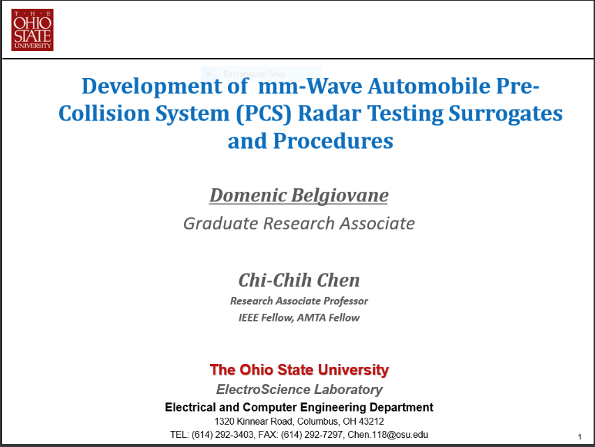 Development of mm-Wave Automobile Pre-Collision System (PCS) Radar Testing Surrogates and Procedures