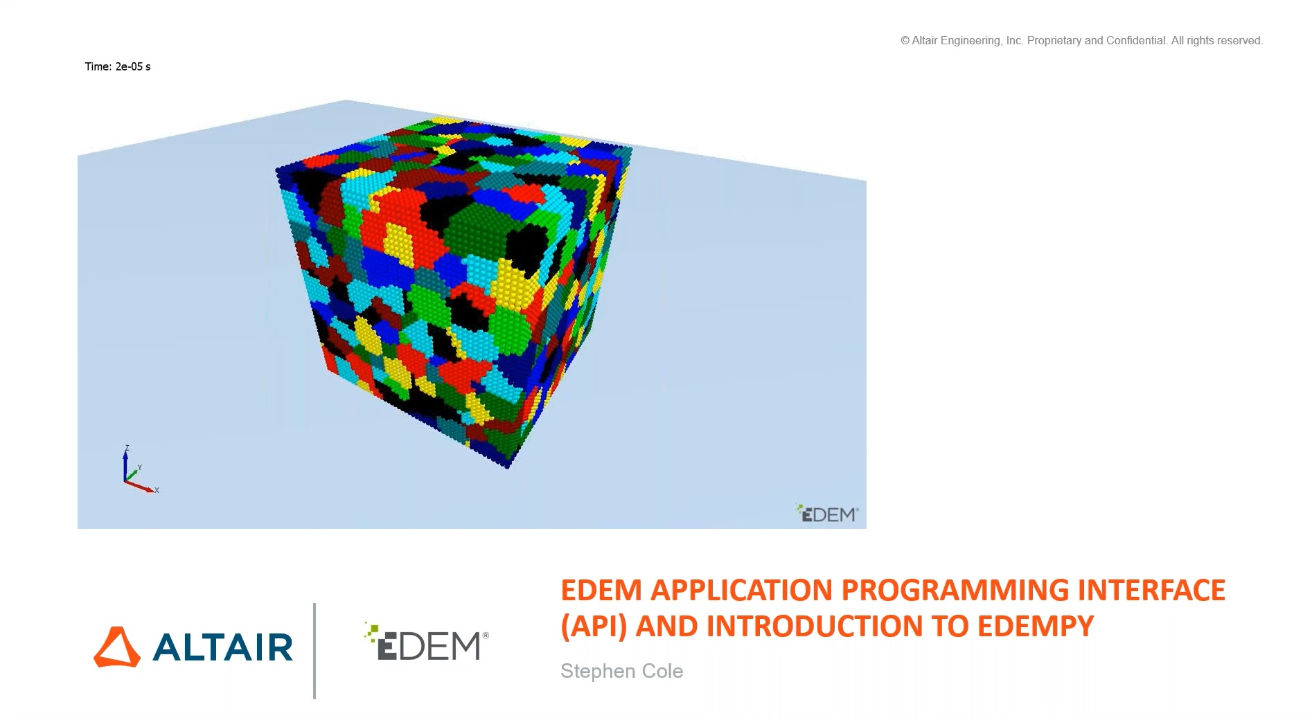 EDEM Application Programing Interface (API) and Introduction to EDEMpy